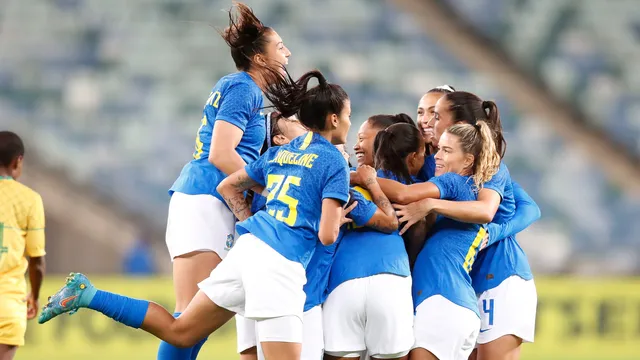 Seleção Brasileira Feminina comemoração Brasil x África do Sul