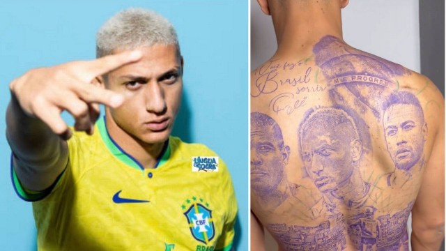 Richarlison homenageia Neymar, Pelé e Ronaldo com tatuagem nas costas - Foto: Reprodução/Instagram