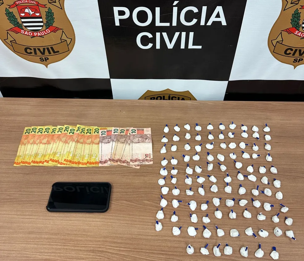 Após investigação, polícia prende motorista de aplicativo por tráfico de drogas em Piracicaba — Foto: Polícia Civil de Piracicaba