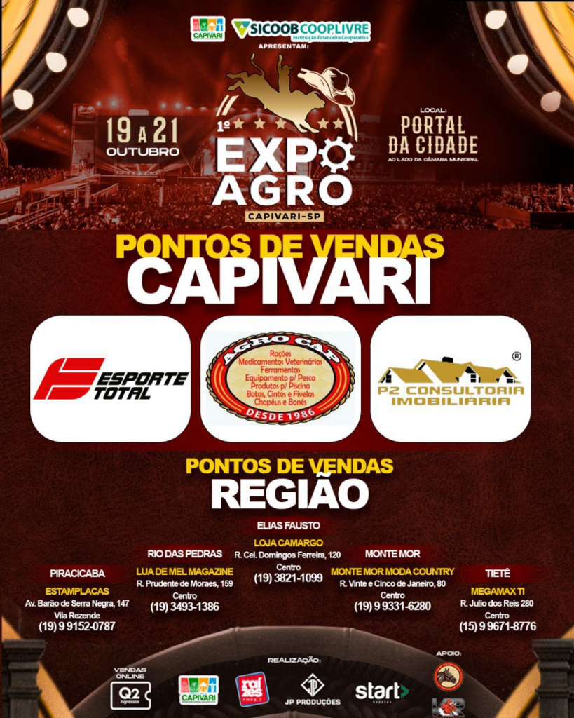 1º Expo Agro Capivari: Noite beneficente de abertura e atrações musicais de destaque