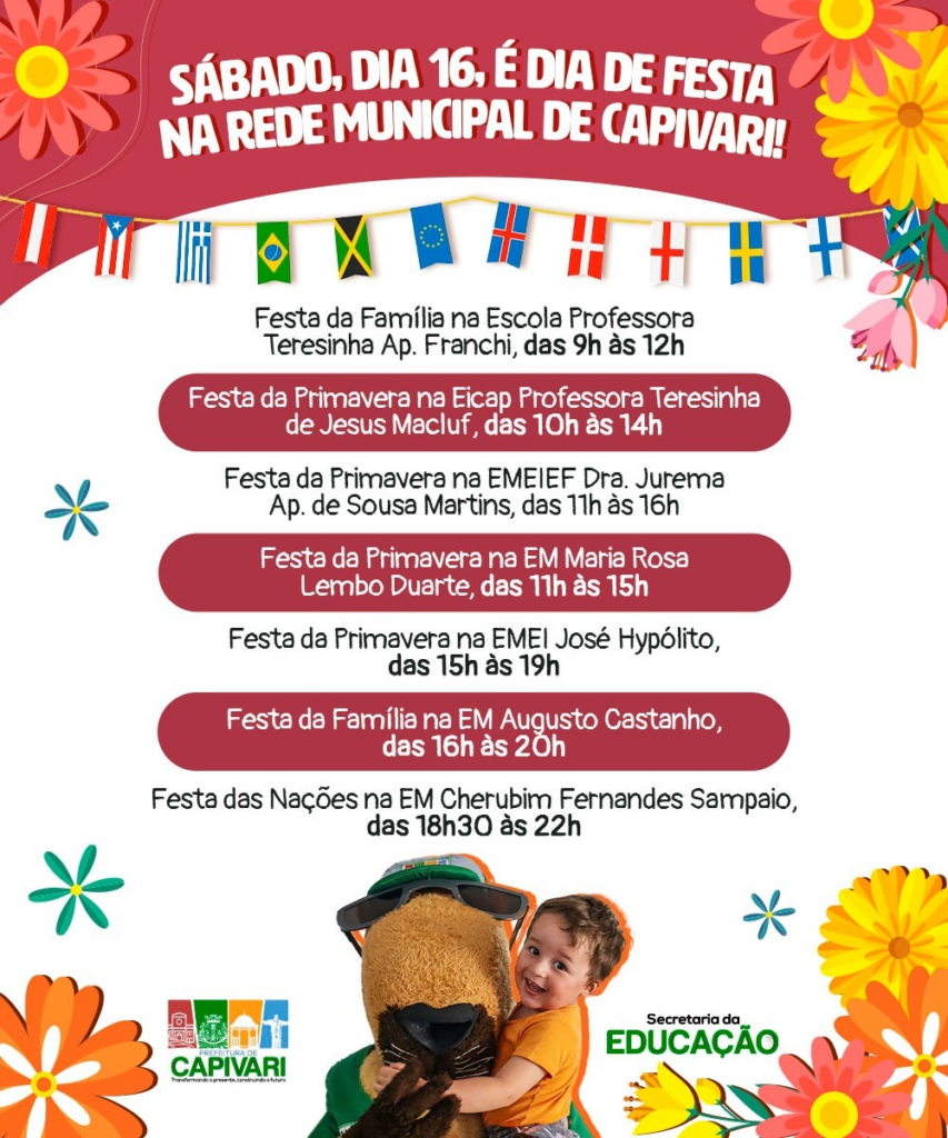 Escolas Municipais de Capivari Preparam Festas da Primavera para Celebrar a Nova Estação - Foto: Divulgação/Prefeitura de Capivari