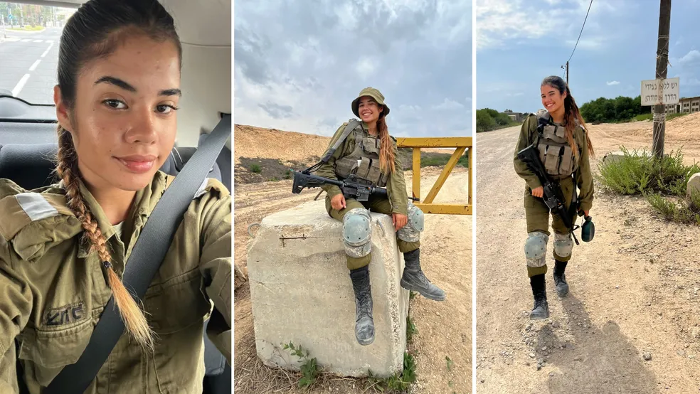 Brasileira Carol Mendes, de 20 anos, defende o exército israelense como combatente — Foto: Arquivo pessoal