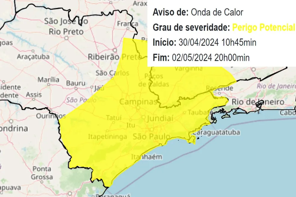 Piracicaba registra primeira onda de calor no outono em 18 anos; veja previsão — Foto: Reprodução/Inmet