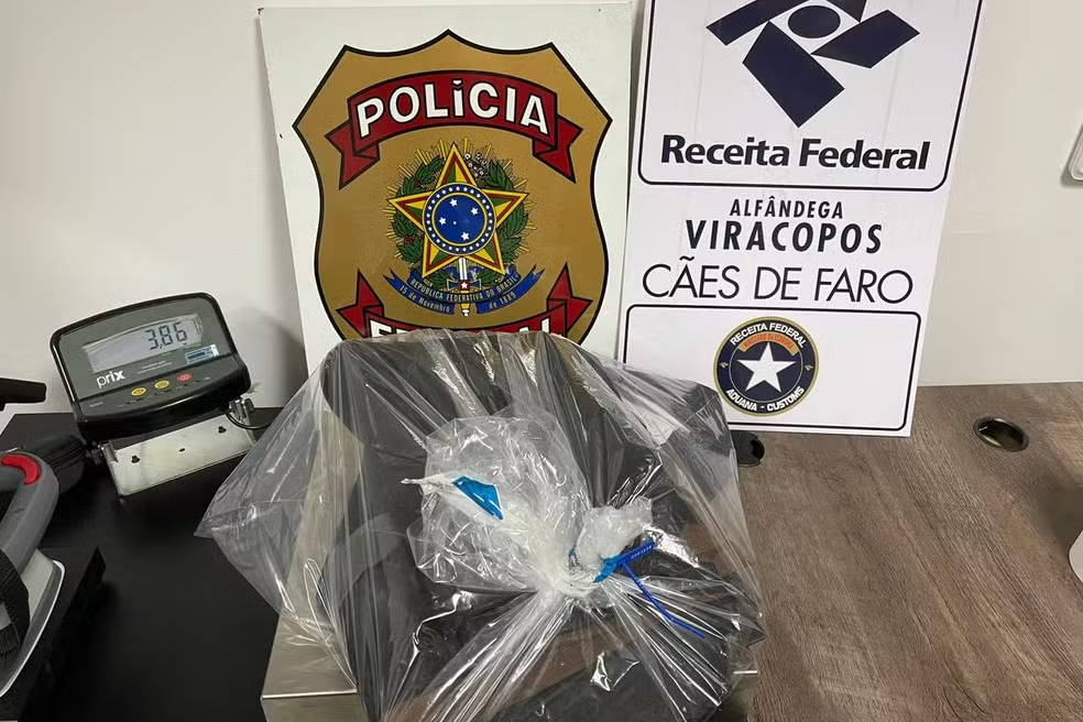 Mulher é presa em Viracopos com 3,8 kg de cocaína a caminho da Europa — Foto: Polícia Federal