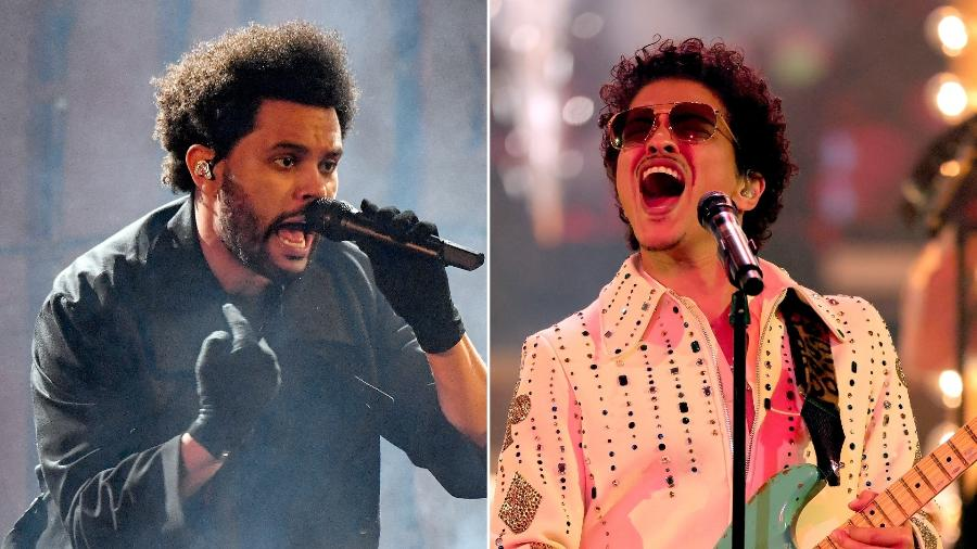 The Weeknd, Bruno Mars e mais: agenda de shows internacionais no Brasil em 2024 - Foto: Paras Griffin/Getty Images e Rich Fury/Getty Images