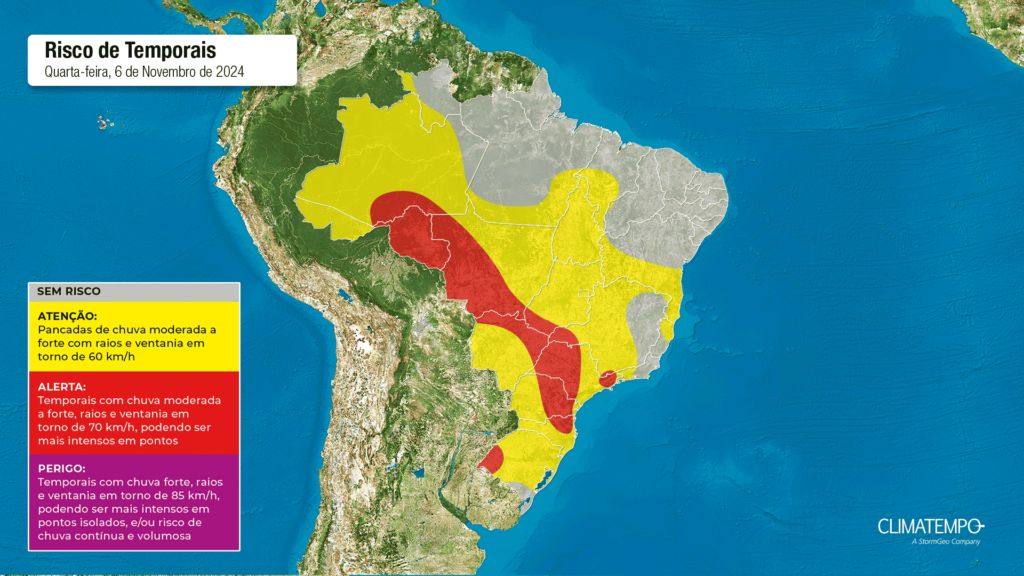 Frente fria chega ao Sul do Brasil e alerta para temporais em 10 estados - Foto: ClimaTempo