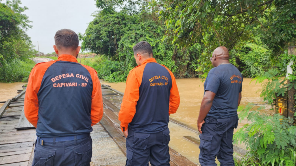 Chuva intensa provoca elevação do nível do Rio Capivari e município entra em alerta - Foto: Defesa Civil de Capivari